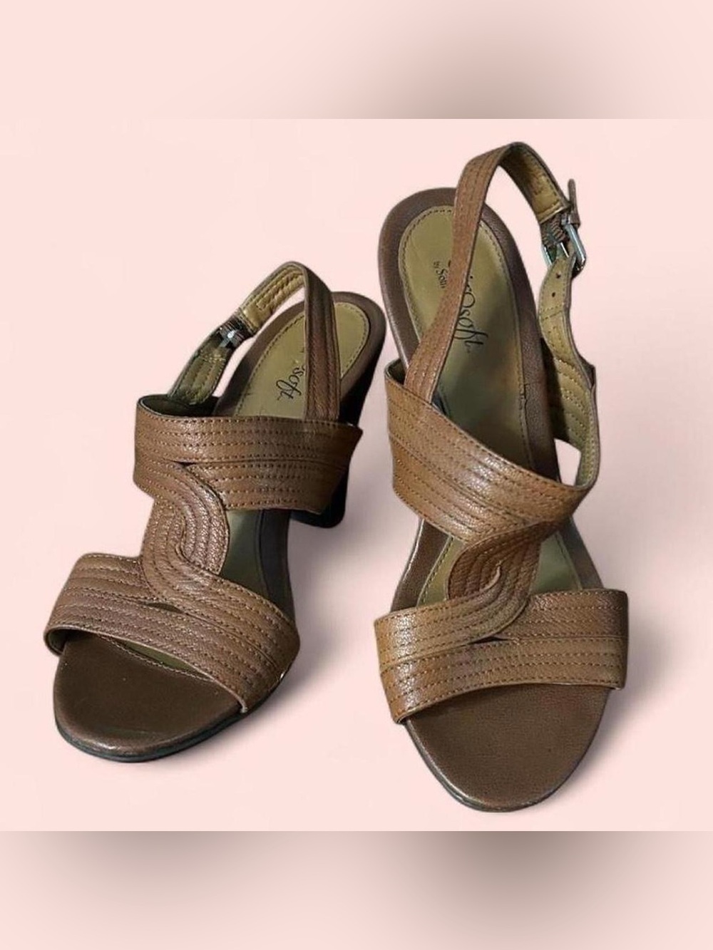 🤎EuroSoft Brown Leather Heels 8🤎
